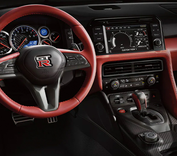 2024 Nissan GT-R® interior view of cockpit-inspired instrument panel.
