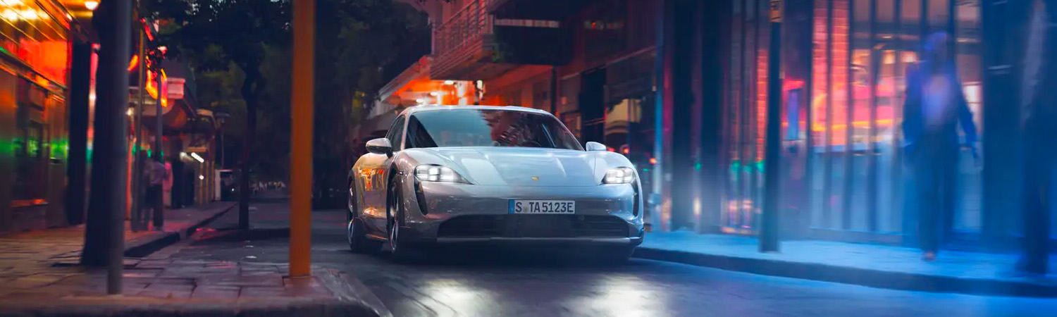 2024 Porsche Taycan parked on a city street