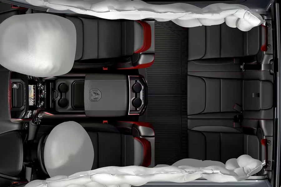 The 2024 Ram 1500 comes equipped with six airbags located throughout the cabin