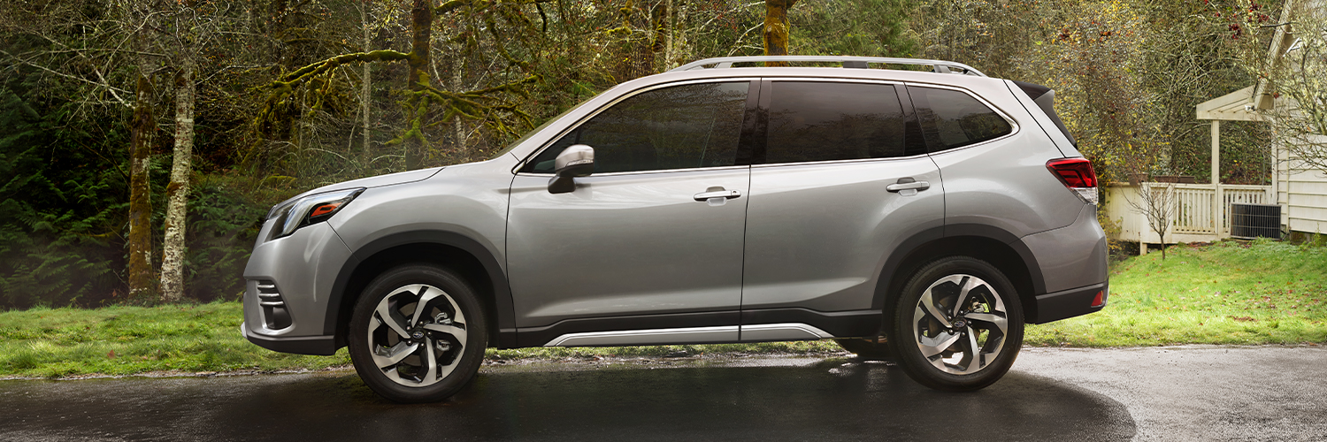 A 2024 Subaru Forester Wilderness SUV parked in the forest