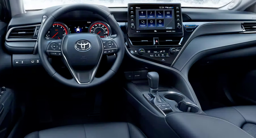 XSE AWD interior shown in Black leather trim with available Premium Audio with JBL® and Cold Weather Package. Prototype vehicle shown with options using visual effects.