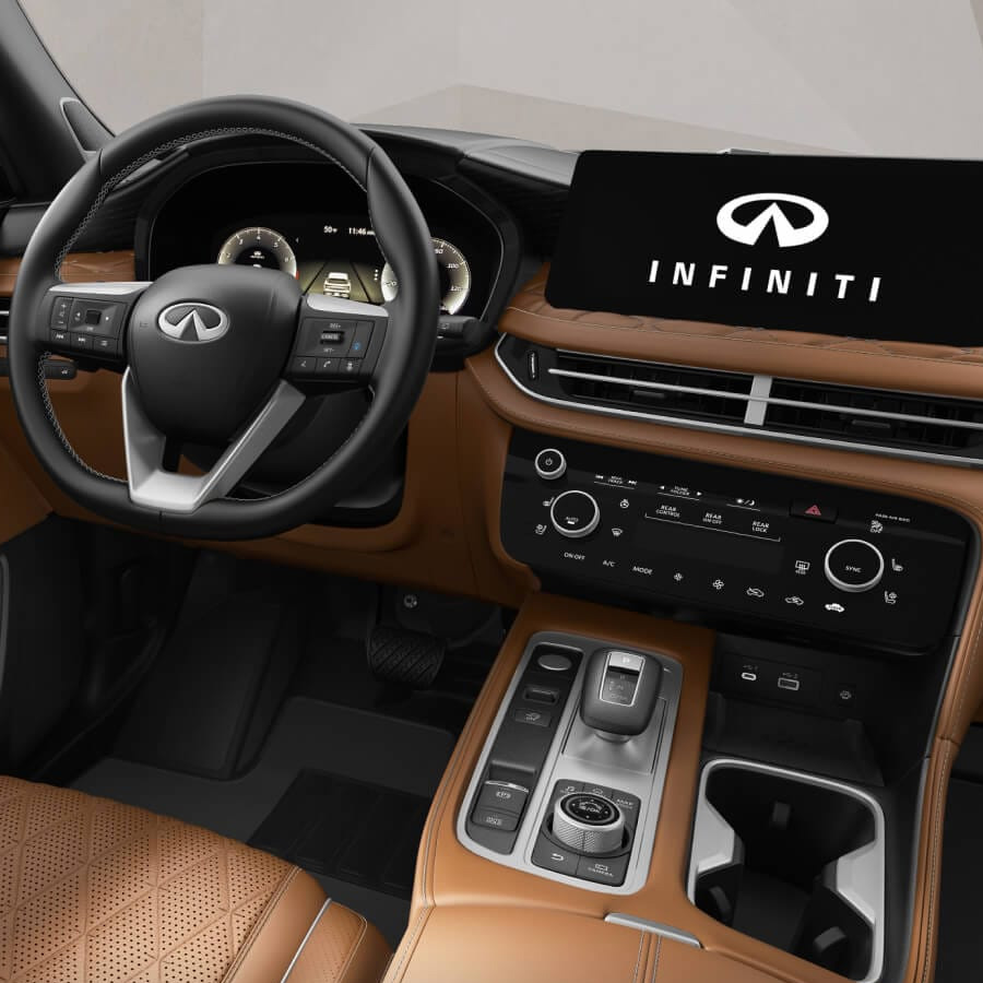 2025 INFINITI QX60 interior Saddle Brown Semi-Aniline Leather Posterframe