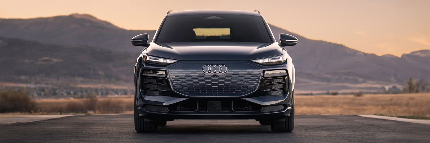 Front profile of an Audi Q6 e-tron.