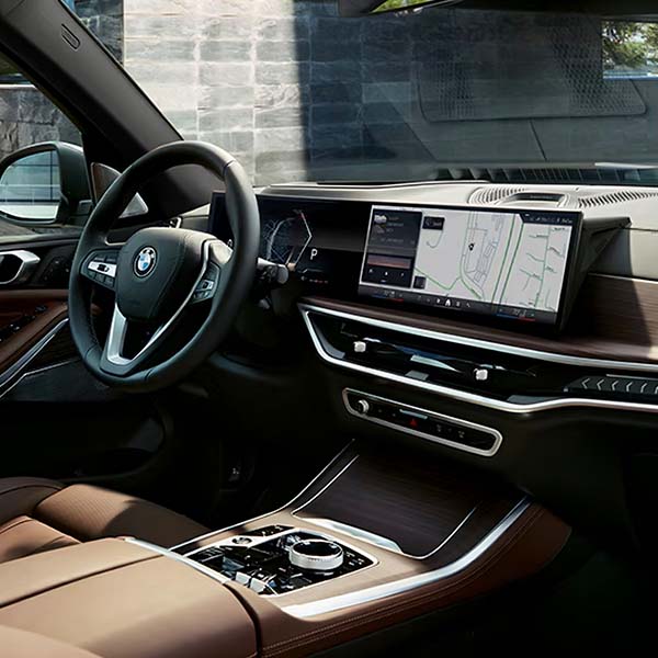 Interior shot of the 2025 BMW X5 and its dashboard