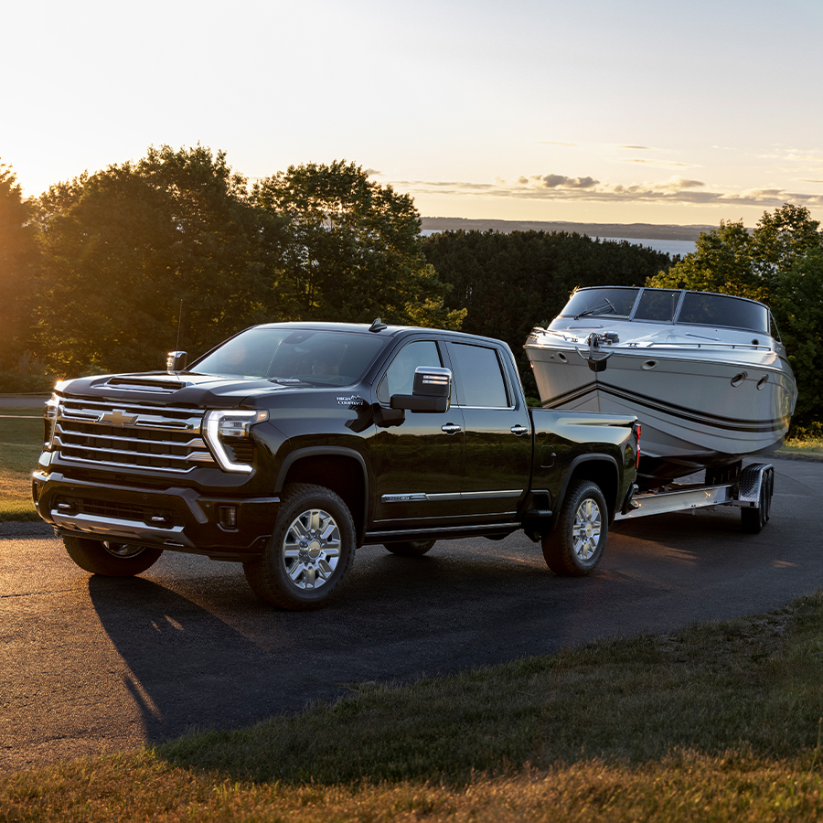 Chevy Silverado HD towing a boat