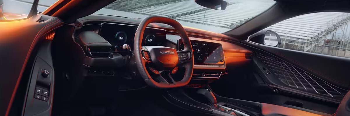 Interior view of the 2025 Dodge Charger dashboard.