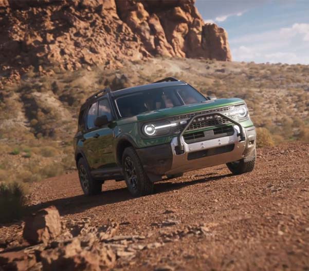 2025 Bronco Sport racing along a desert road