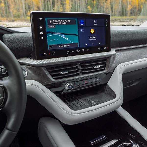 12.3 inch digital touchscreen photographed in a 2025 Ford Explorer