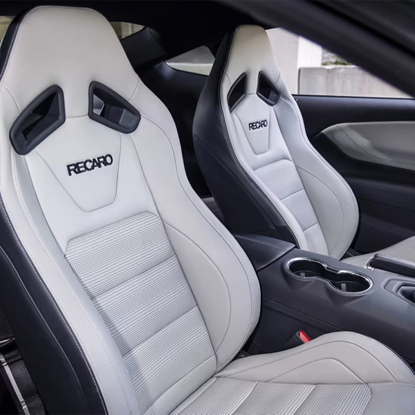 Up close detailed shot of Recaro seats in the 2025 Ford Mustang