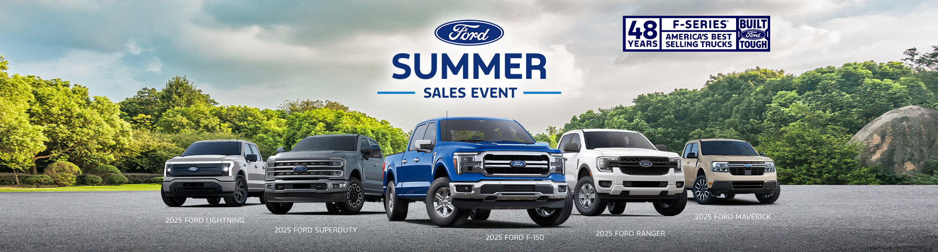 Ford Summer Sales Event logo with 2025 Ford Truck Lineup