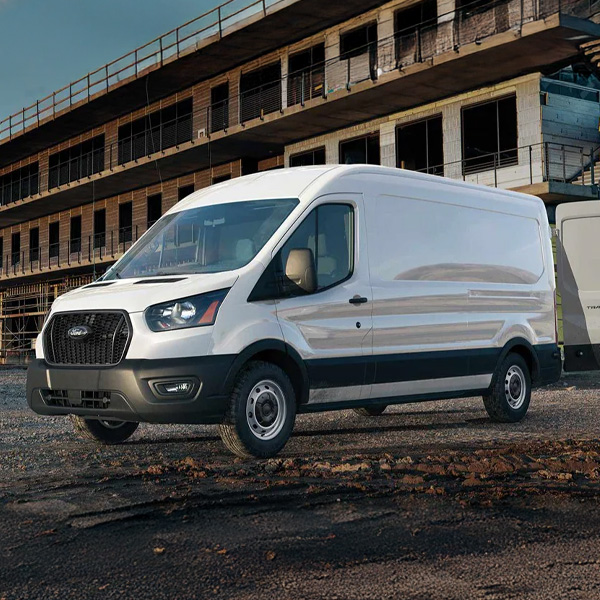 2025 Ford Transit Cargo Van parked at commercial construction site