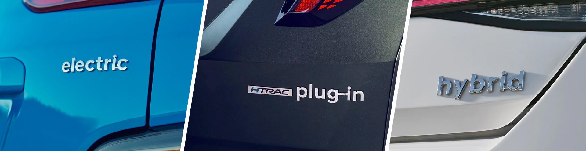 close up of hybrud ev tags on cars