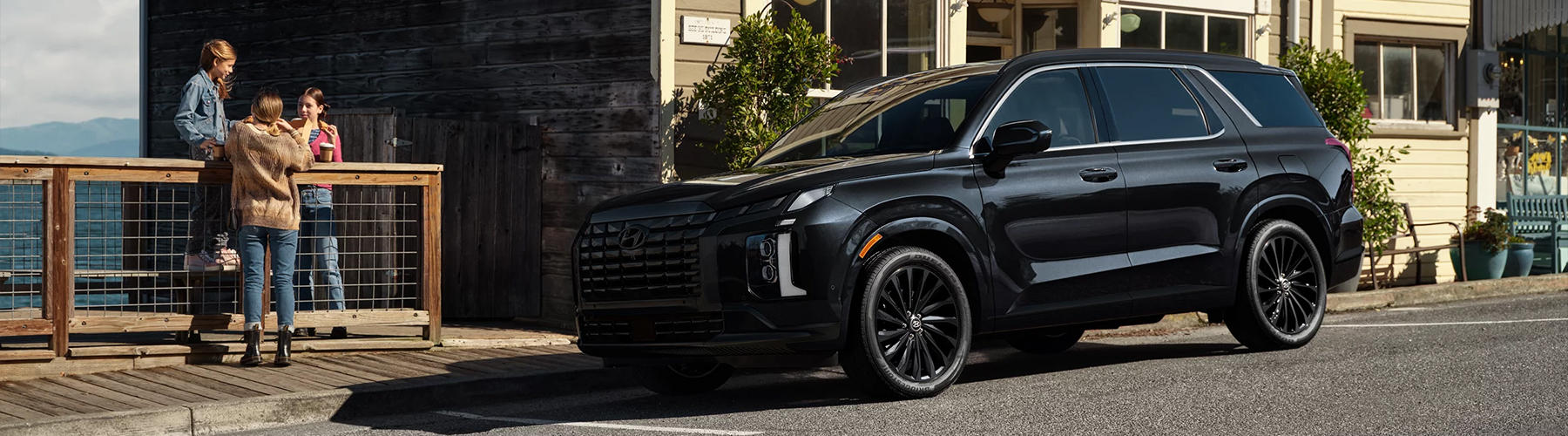 2025 Hyundai Palisade pictured outside a cafe.