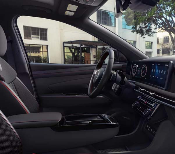 Interior view of the 2025 Hyundai Tucson Hybrid dashboard