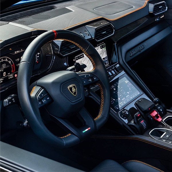 Interior dashboard shot of the Lamborghini Urus