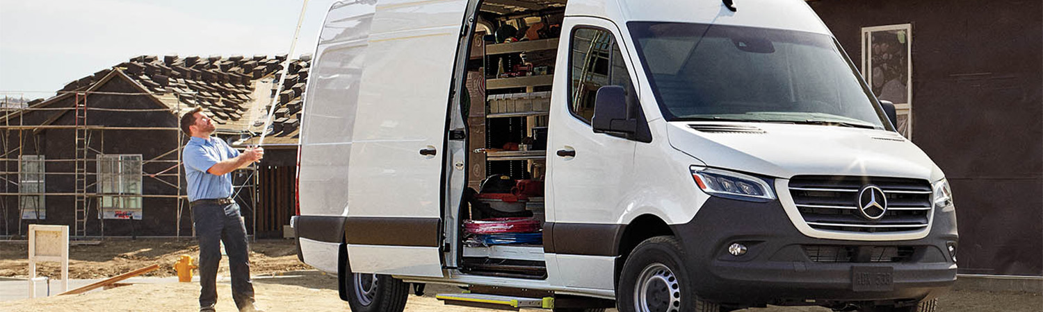 Sprinter van with custom shelving inside