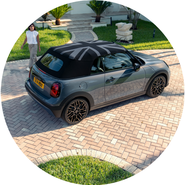 2025 MINI Convertible 3/3 rear shot with soft top roof