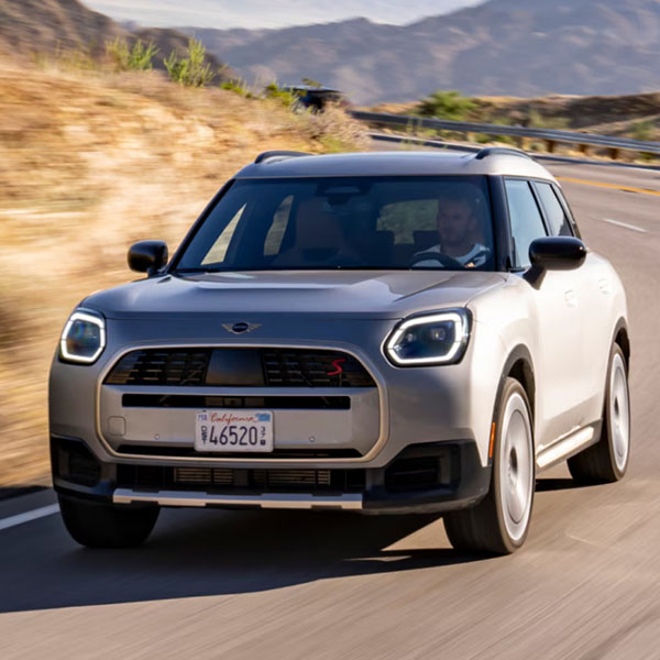 Exterior shot of a 2025 Mini Countryman driving.