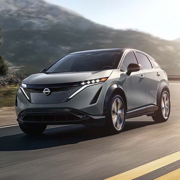 2025 Nissan ARIYA driving on mountain highway
