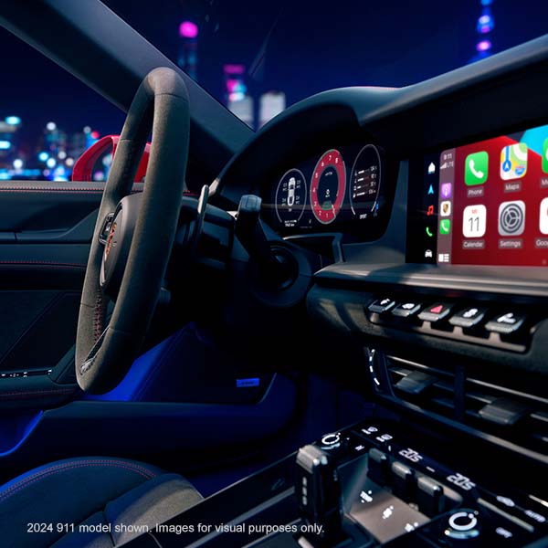Interior shot of a Porsche 911 and it's Navigation Module for Porsche Communication Management