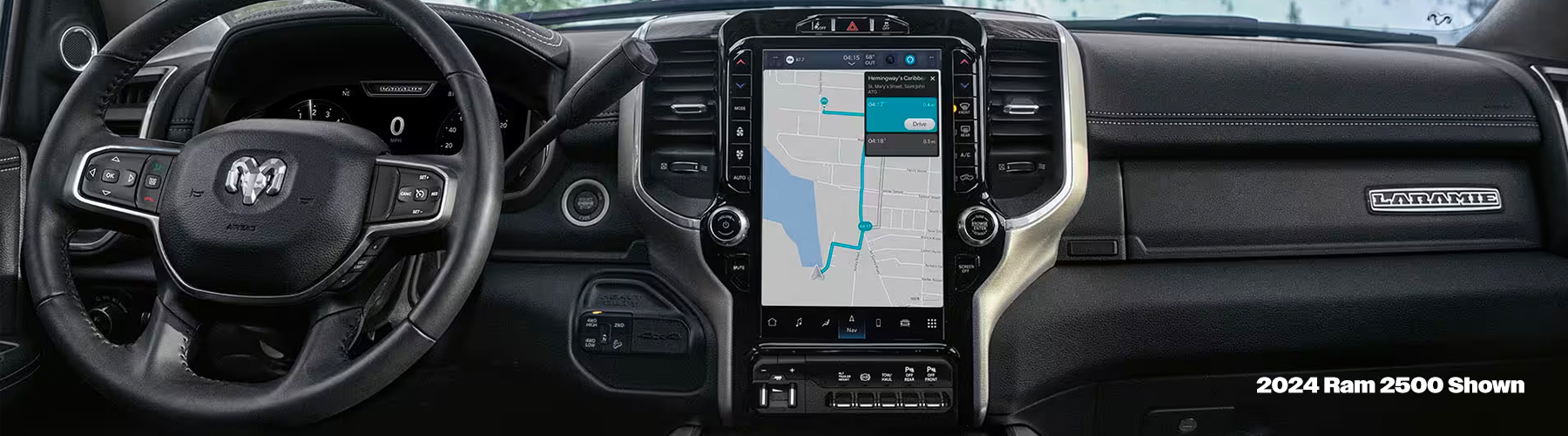 Interior dashboard shot of 2024 Ram 2500