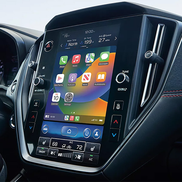 Detailed shot of the Multimedia Plus System in the 2025 Subaru WRX.