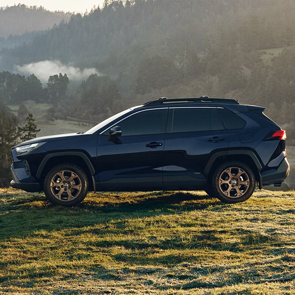 2025 Toyota RAV4 Hybrid Woodland Edition shown in Midnight Black Metallic. Prototype shown with options.