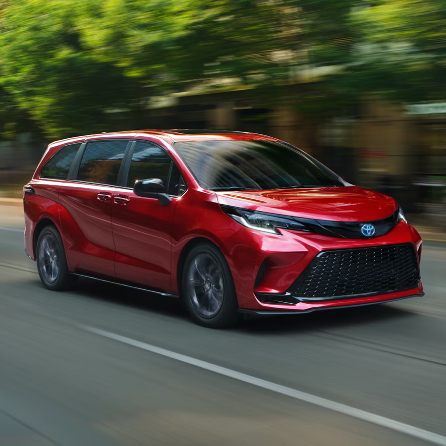 2025 Toyota Sienna XSE shown in Ruby Flare Pearl.