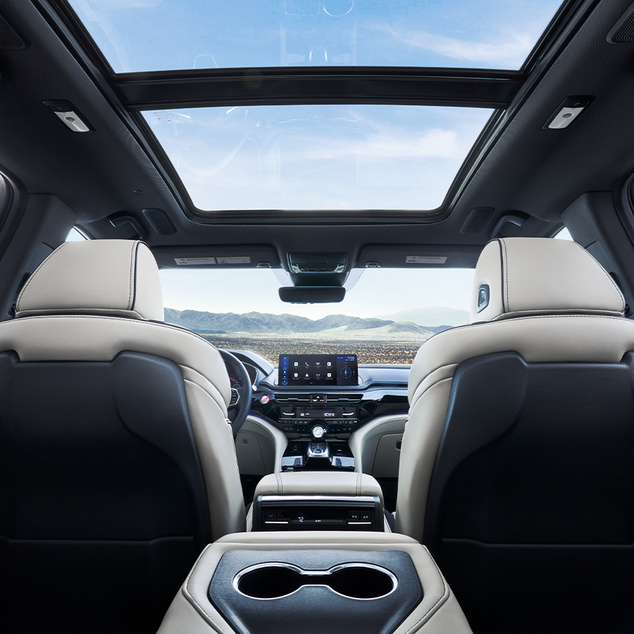 2026 Acura MDX Interior wide shot from 2nd row including moonroof
