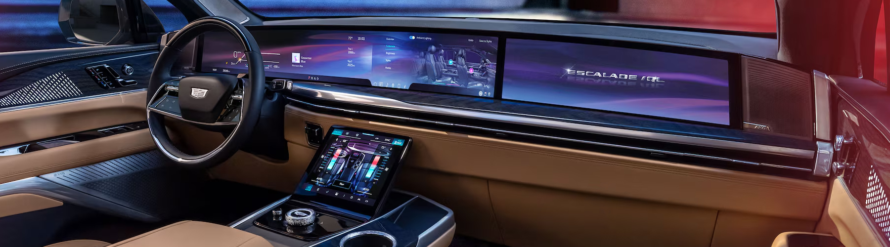 Shot of dashboard inside of the Escalade IQL