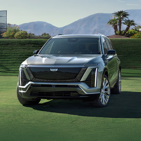 Front shot of the 2026 Cadillac Vistiq parked on grassy area