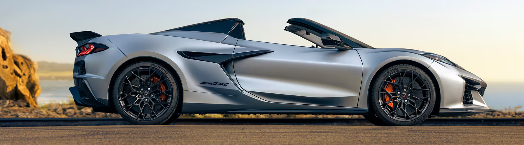 Exterior Side Profile View of the 2026 Chevy Corvette ZR1X Parked Near the Ocean