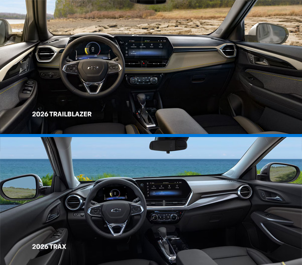 2026 Chevy Trailblazer and 20256 Chevy Trax interior views