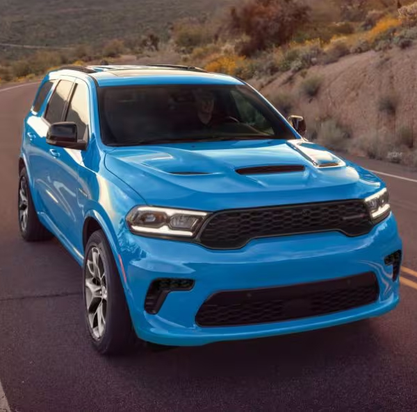blue 2026 Dodge Durango on the road