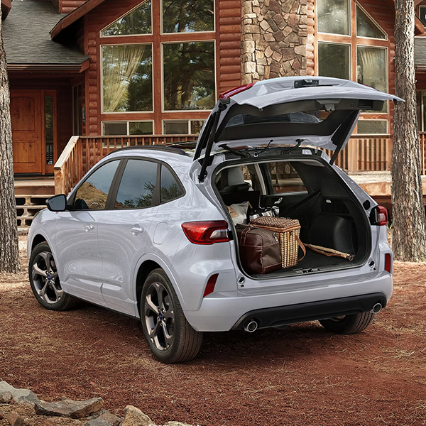 Rear 3/4 shot of the 2026 Ford Escape with trunk open