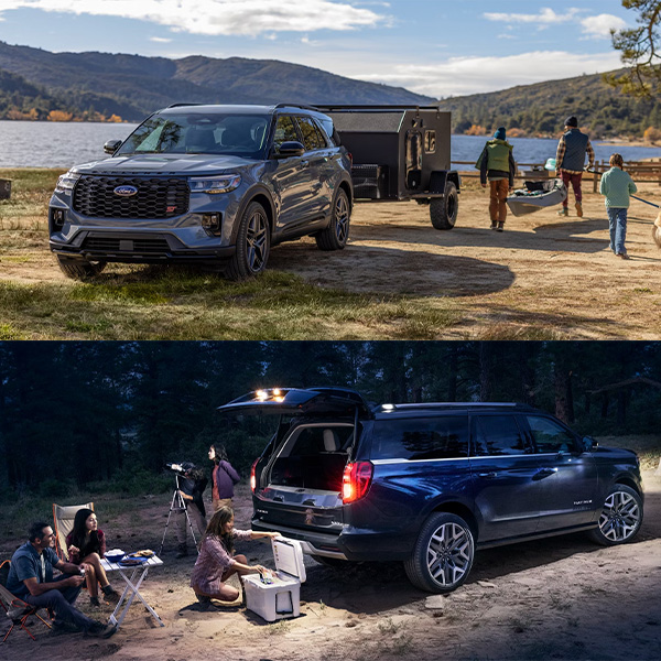 Exterior shots of the 2026 Ford Explorer and the Expedition