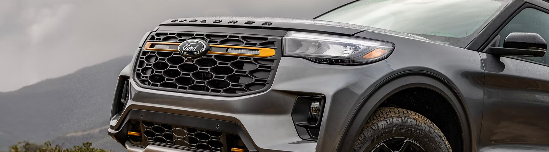 Close up grille view of the 2026 Ford Explorer