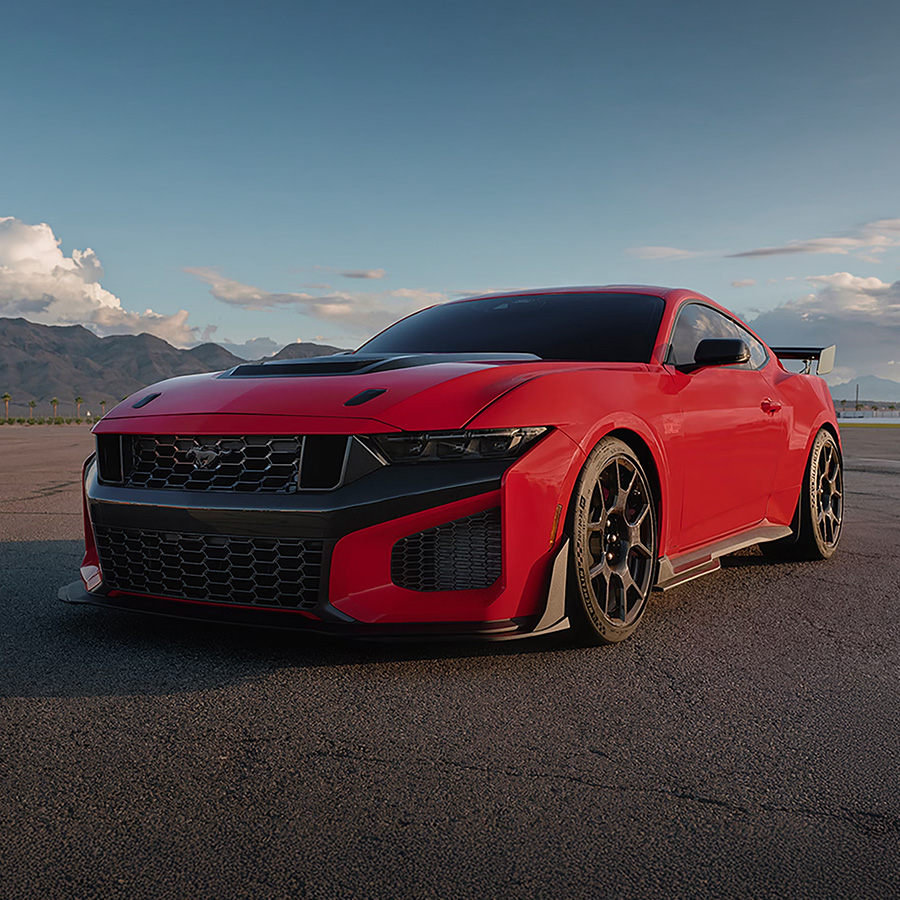 A 2026 Ford Mustang Dark Horse® SC with available Track Pack and optional equipment in a parking lot