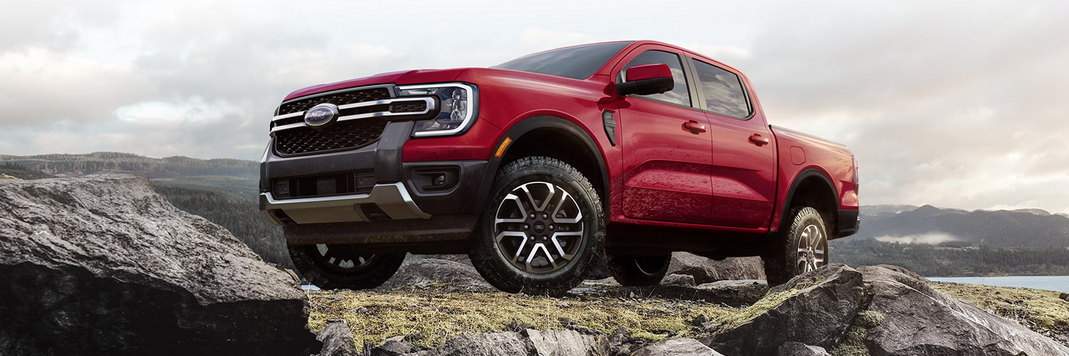 2026 Ford Ranger® Lariat® truck parked on a rocky mountain