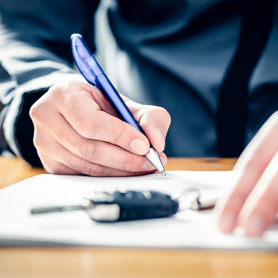 Car lease loan document. Auto finance or insurance paperwork