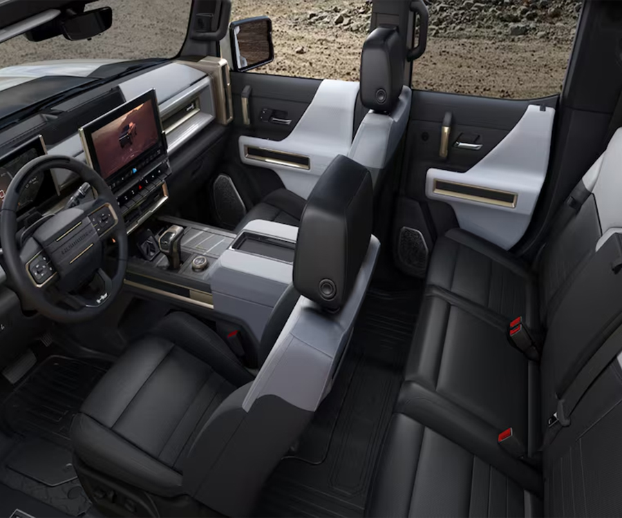 Birdseye View of the 2025 Hummer EV Two Rows of Seating and Lunar Horizon Interior