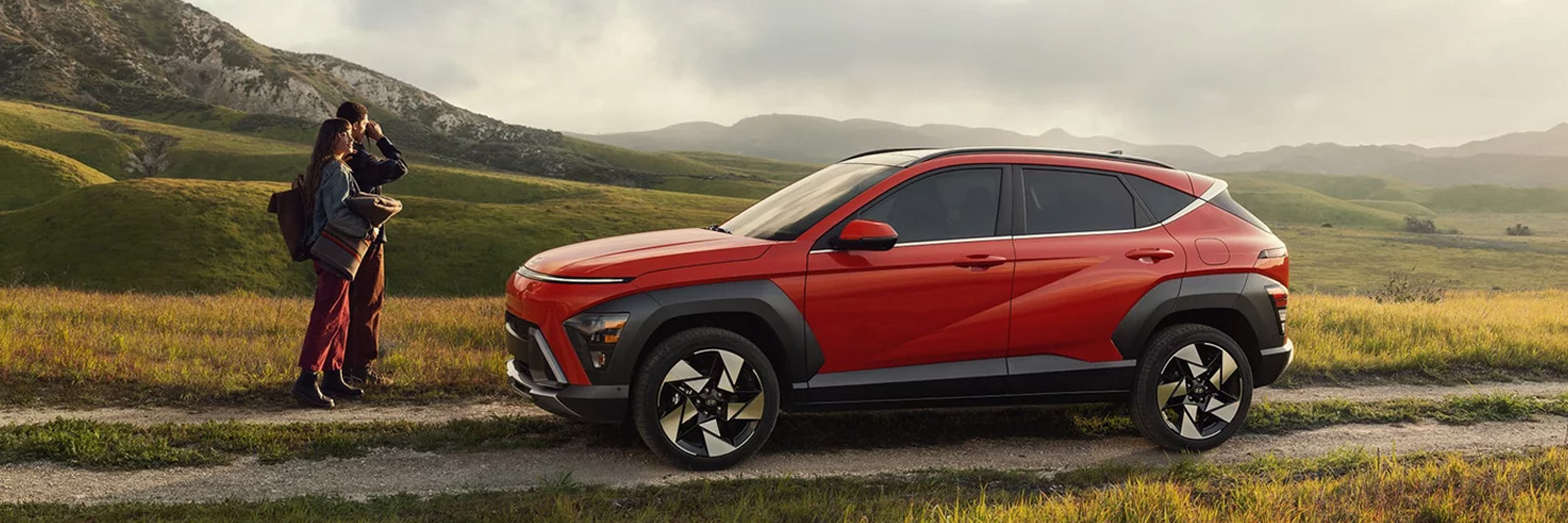 2026 Kona parked by a mountain side