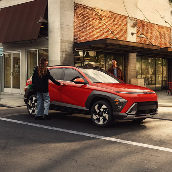 2026 Kona parked outside a building
