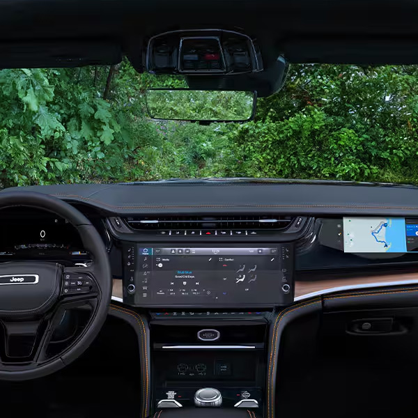 Interior shot of the dashboard in a 2026 Jeep Grand Cherokee