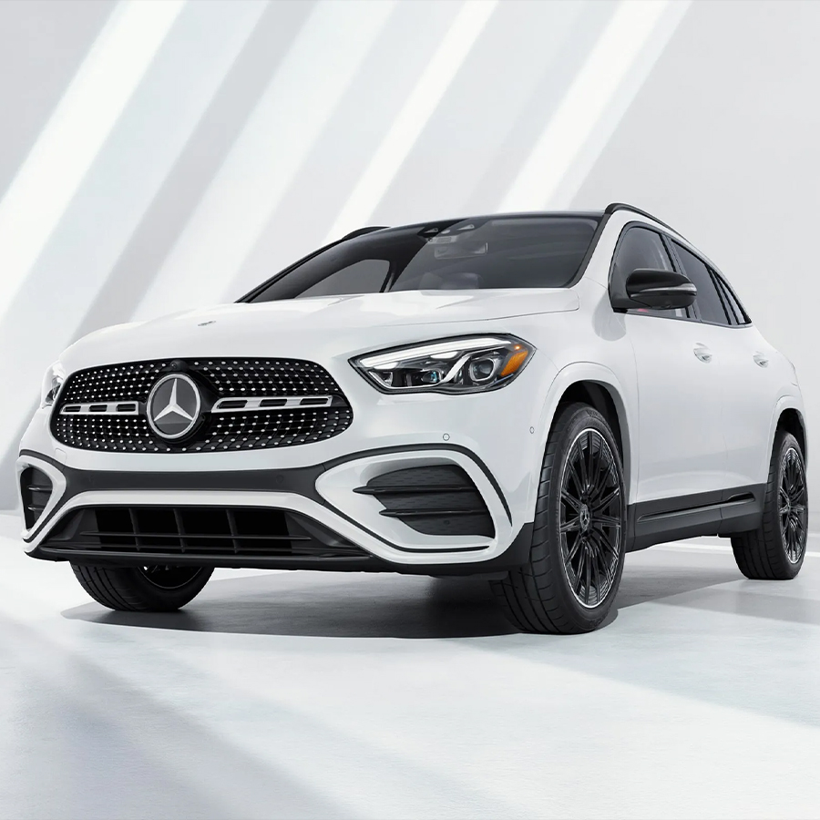 2026 Mercedes-Benz GLA 250 Pinnacle Trim in Polar White with AMG Night Package and black 20-inch AMG wheels