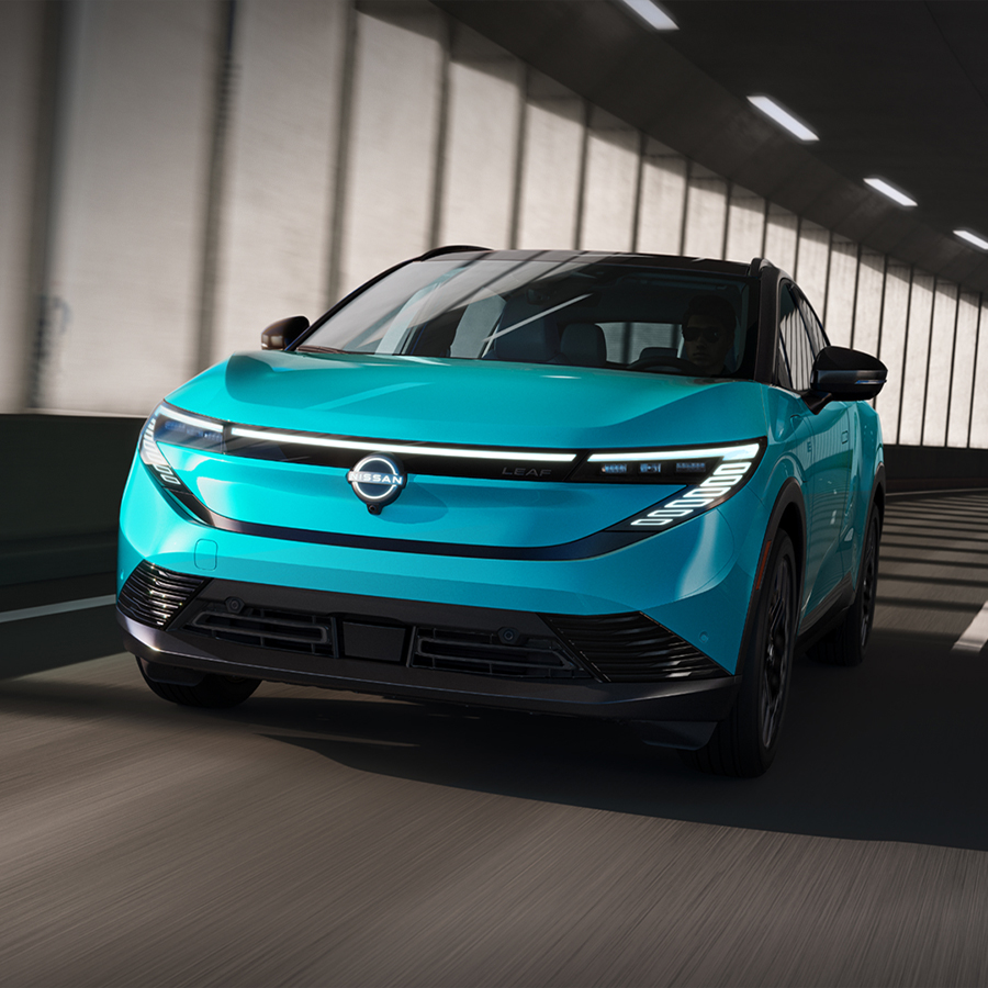 2026 Nissan Leaf driving through tunnel