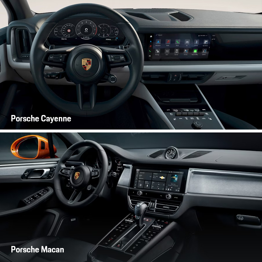 Interior images of the Macan & Cayenne