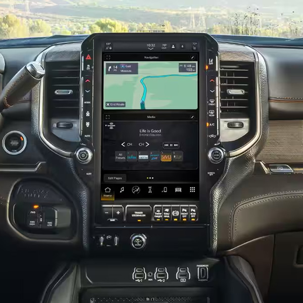 Interior view of the infotainment touchscreen in the 2026 Ram 2500.