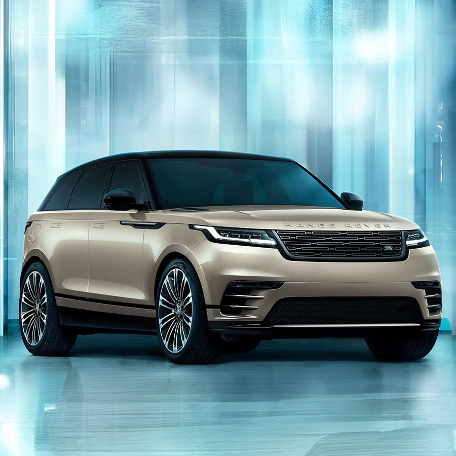 Range Rover Velar sitting in an abstract studio setting