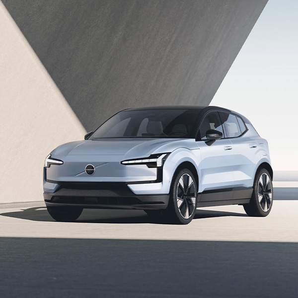 2026 Volvo EX30 parked by a concrete structure